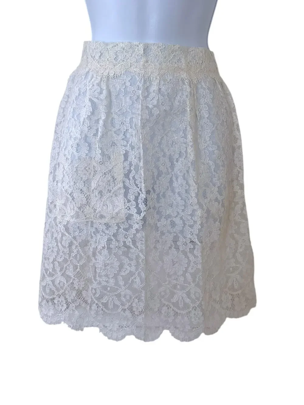 Handmade Cream Ivory Lace Apron Women’s OS Cottagecore Coquette Pocket Tie Close